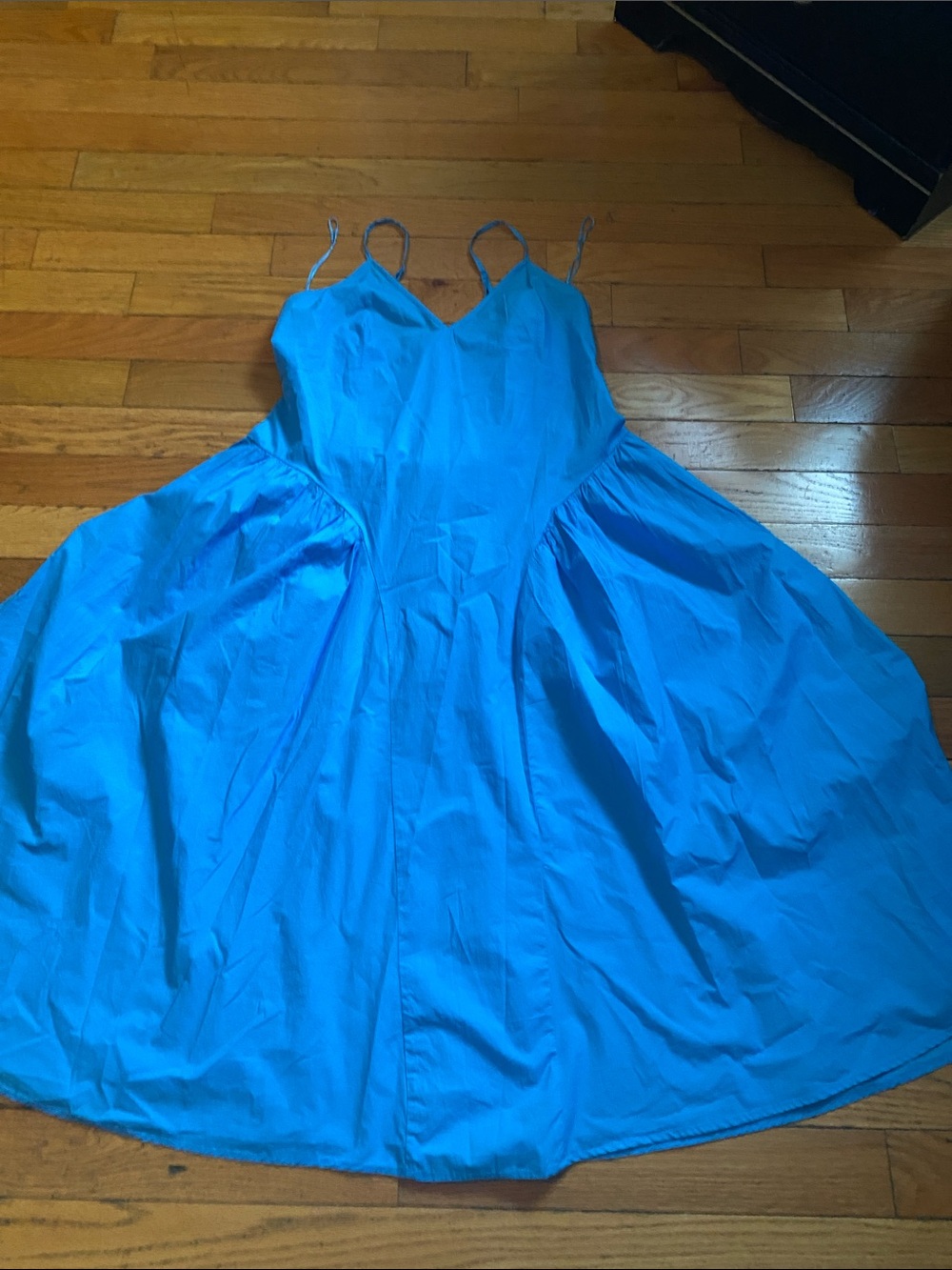 Bright Blue Spaghetti Strap Full Skirt Dress